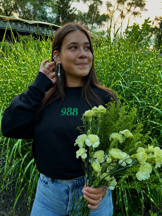 988 mental health crisis lifeline crewneck