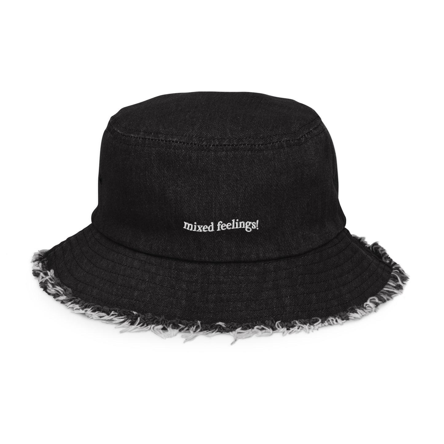 distressed mixed feelings bucket hat