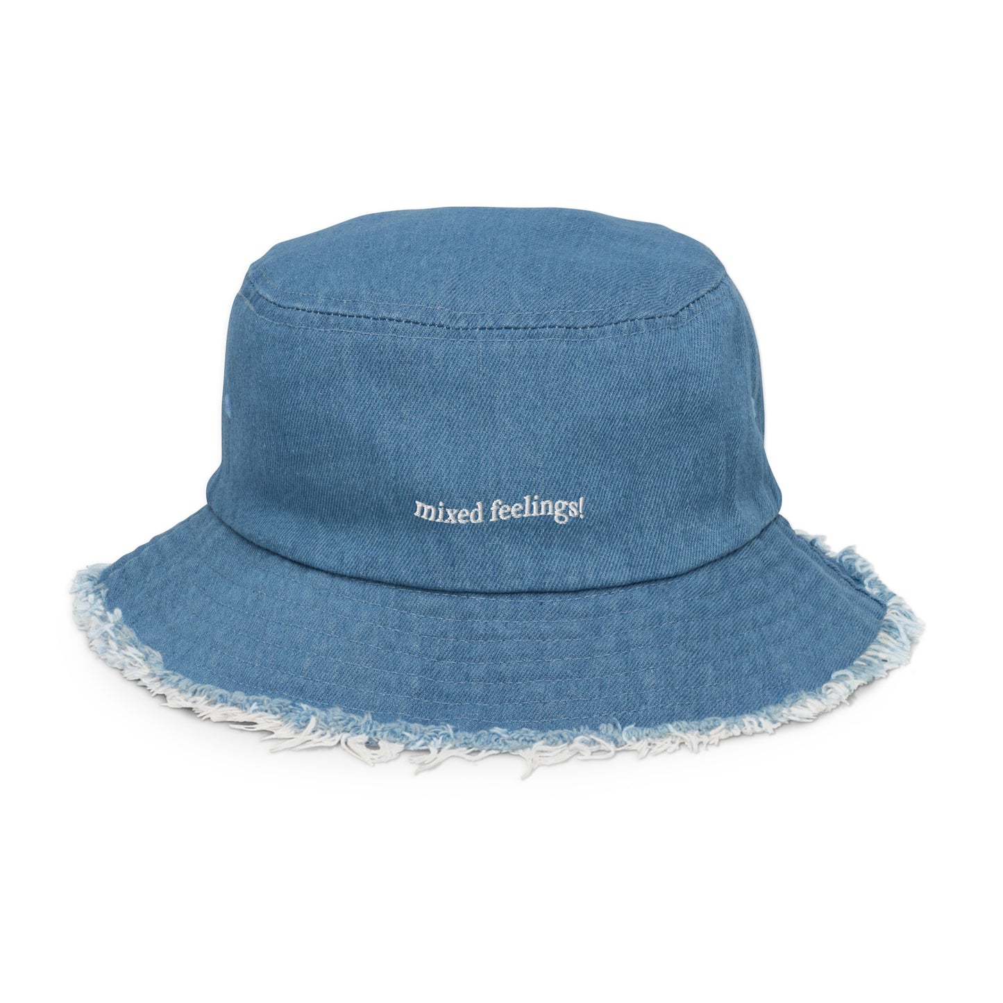 distressed mixed feelings bucket hat